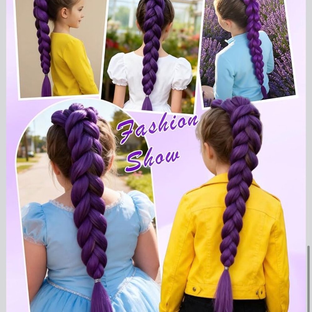 26" Pre-Stretched Purple Braiding Hair Extensions 2 Packs for Adult or Child - Picture 11 of 11